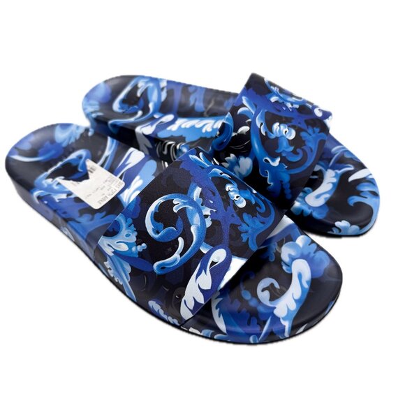Versace Blue Baroccoflage Slides US 10 / EU 43 - Picture 1 of 11